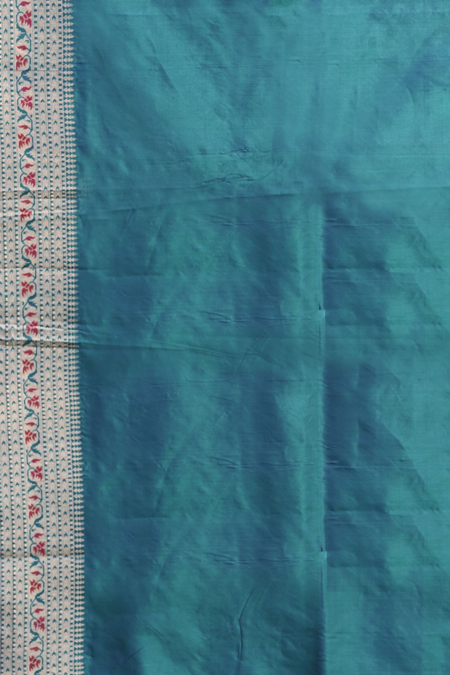 Peackock Blue Pure katan Silk Saree with Golden Zari and Meenakari Work