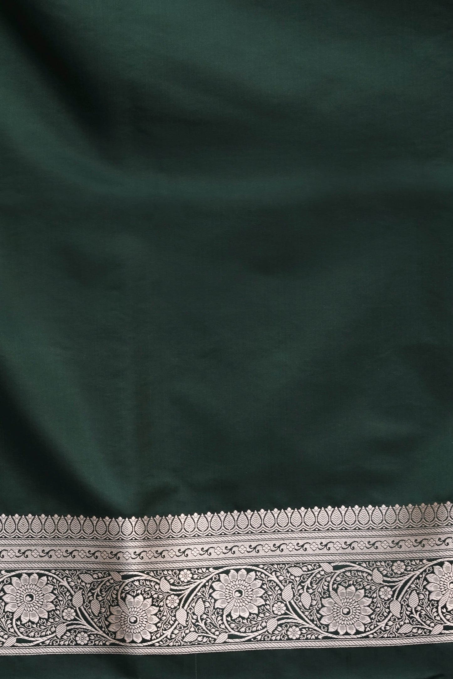 Bottle Green Mashru Silk Saree in Banarasi Jaal Weaving