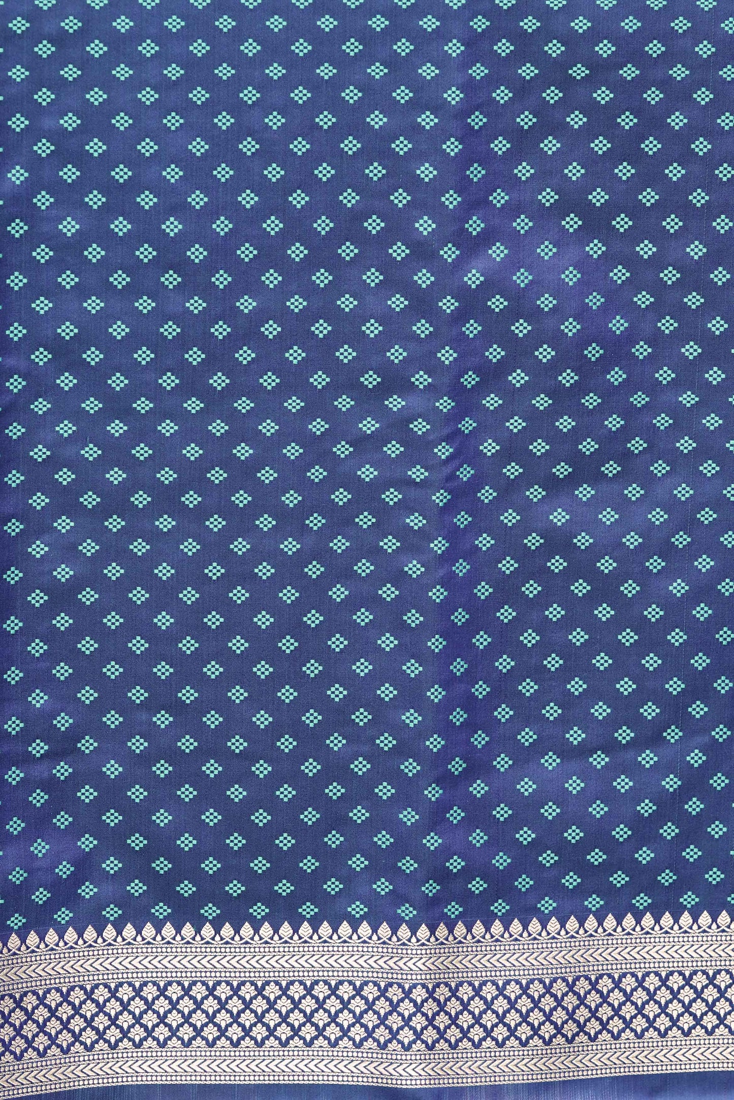 Royal Blue Katan Silk Blend in Meenakari Motif and Golden Zari Jaal Pattern