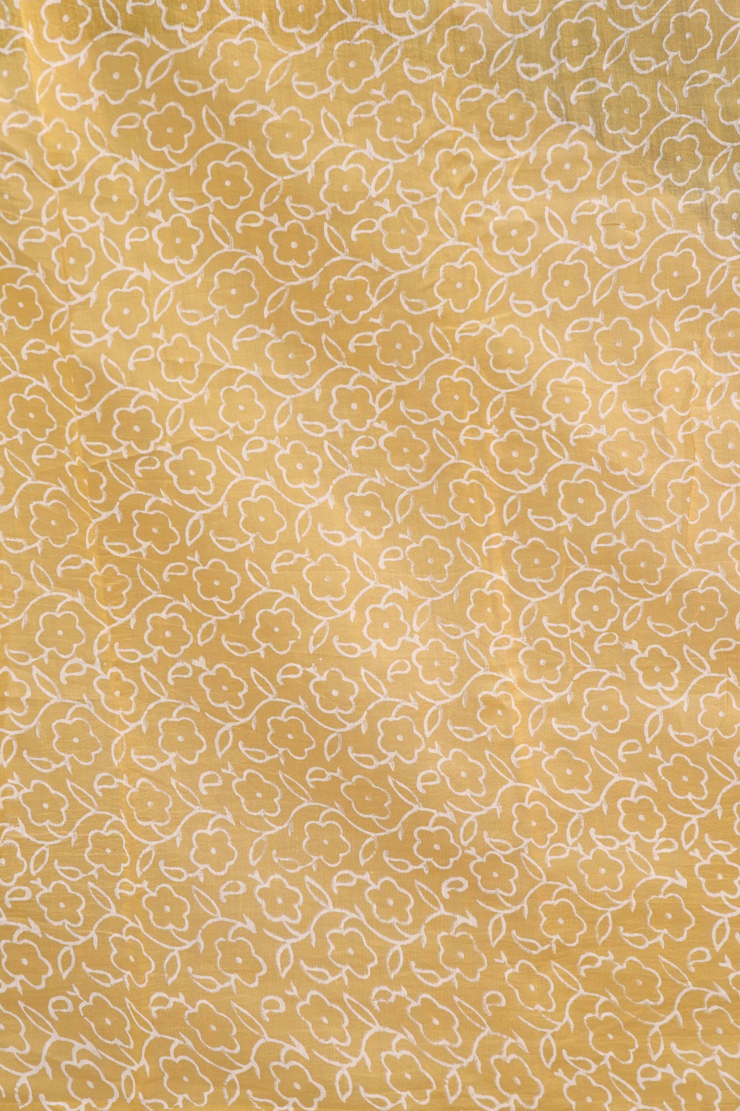 Yellow Pure chanderi Silk Saree With Block print and accessorised with tassels on pallu
