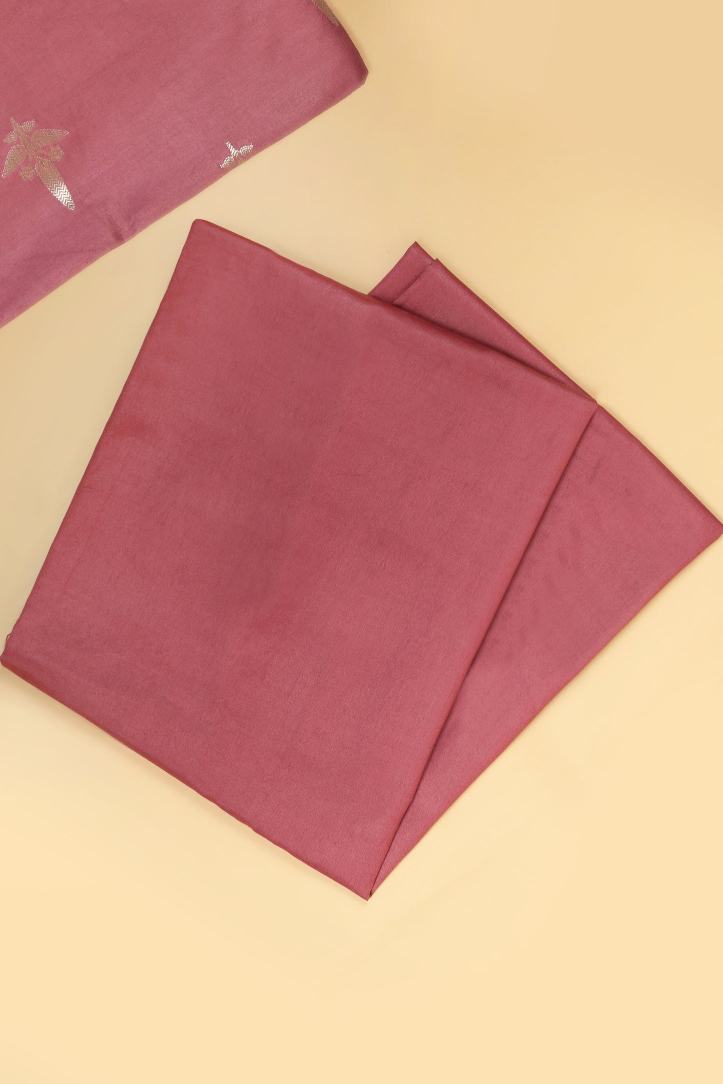 Soft pink Chiniya Silk Blend Zari Woven Unstitched suit set with Zari Woven Dupatta