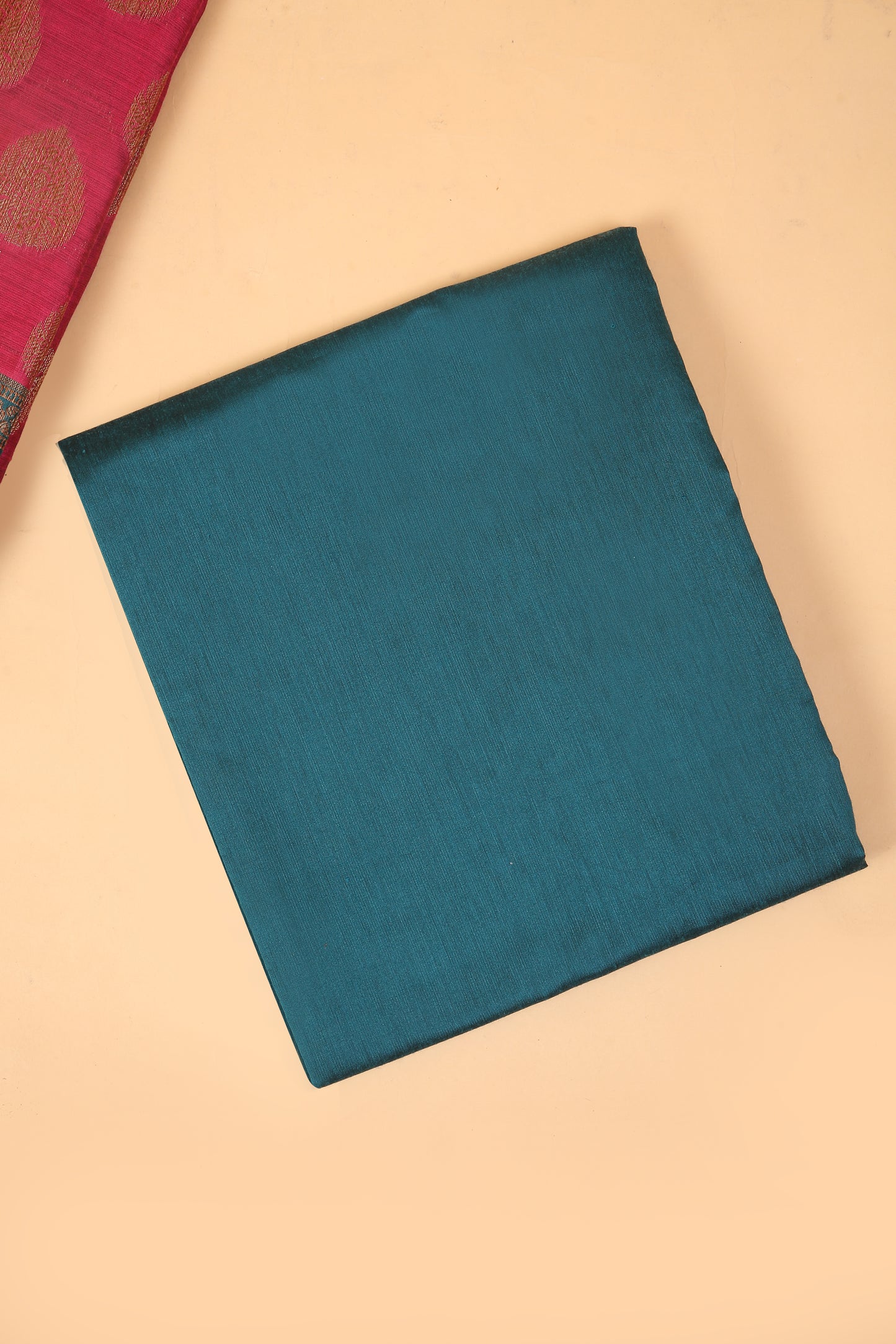 Pink Banarasi Cotton Silk Zari Buti Woven Unstitched suit with Teal Green Contrast Jaal Woven Dupatta