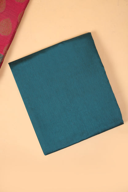 Pink Banarasi Cotton Silk Zari Buti Woven Unstitched suit with Teal Green Contrast Jaal Woven Dupatta