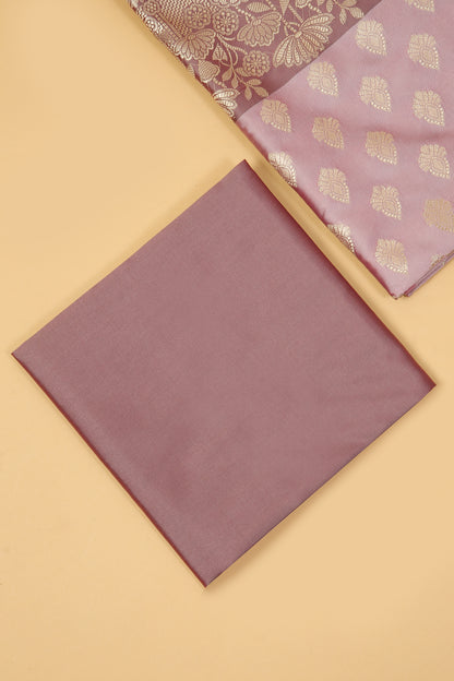 Pink Pastel Base paired with Buti on shirt in Banarasi Silk Blend with Self Contrast Jaal Woven Dupatta