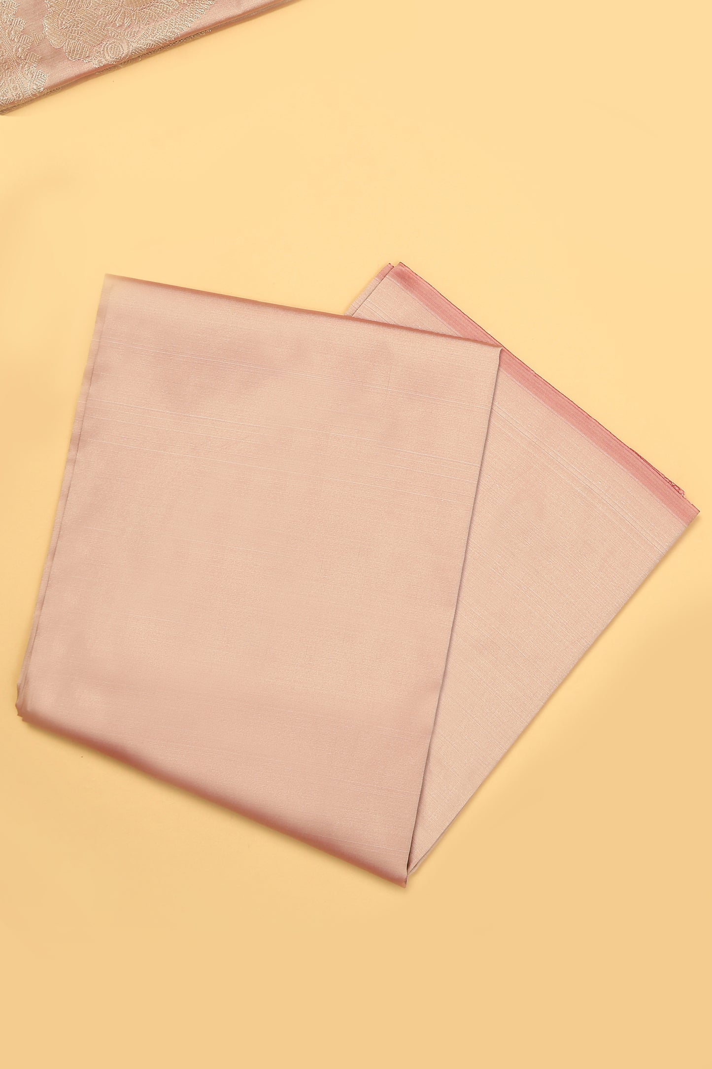 Chiku Banarasi Silk Blend Suit Set in Plain Shirt with Front Border and Jaal Woven Dupatta