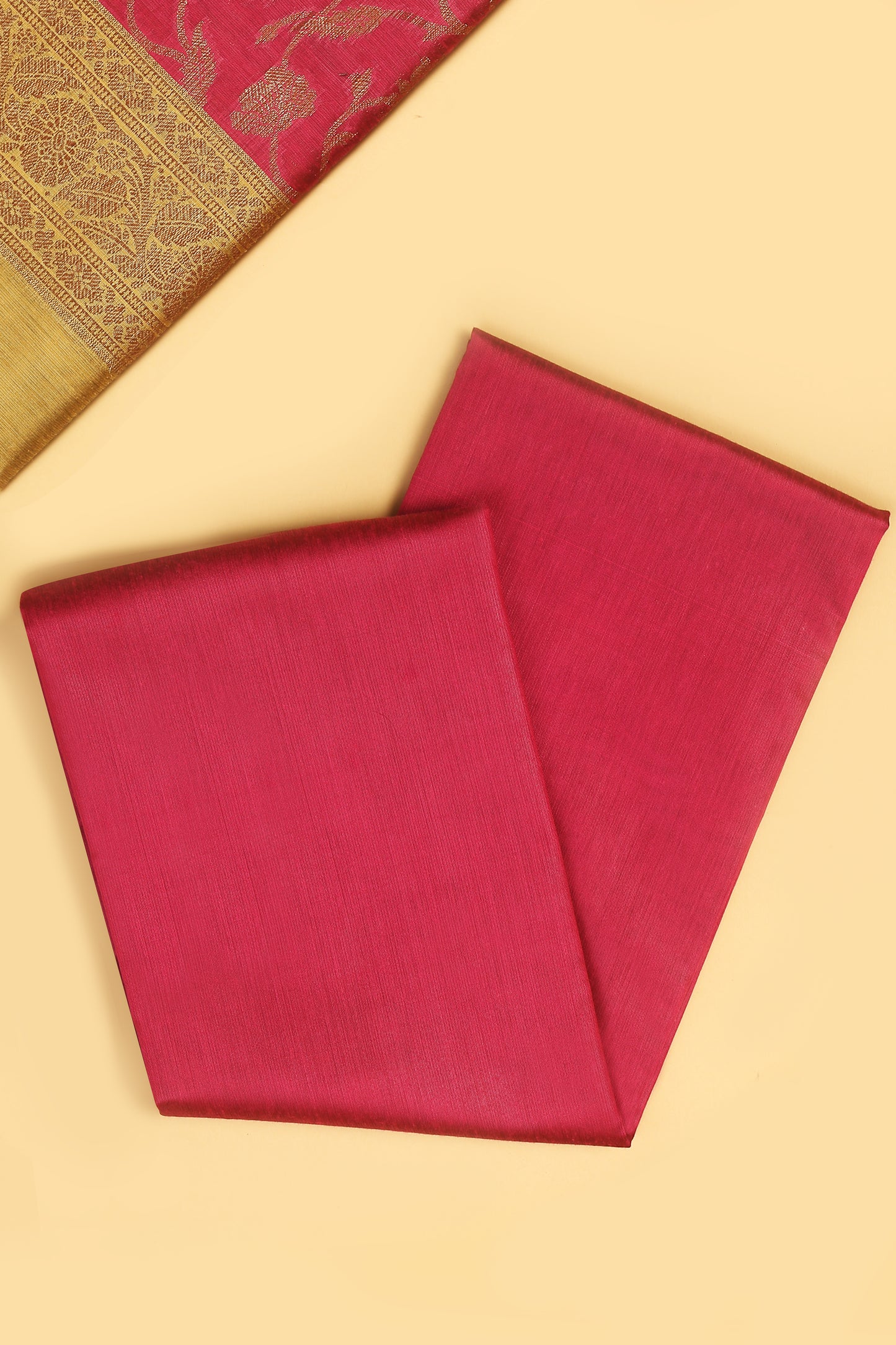Mustard Yellow Banarasi Cotton Silk Zari Buti Woven Unstitched suit with Pink Contrast Jaal Woven Dupatta