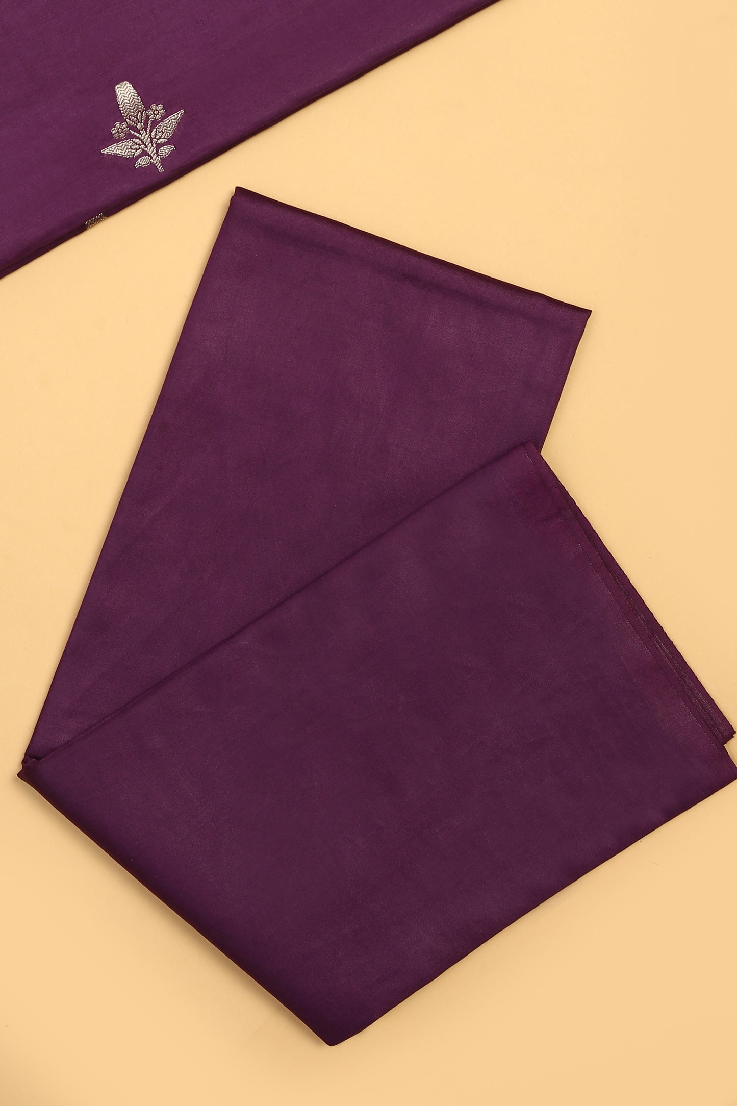 Royal Purple Chiniya Silk Blend Zari Woven Unstitched suit set with Zari Woven Dupatta