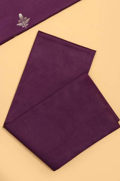 Royal Purple Chiniya Silk Blend Zari Woven Unstitched suit set with Zari Woven Dupatta