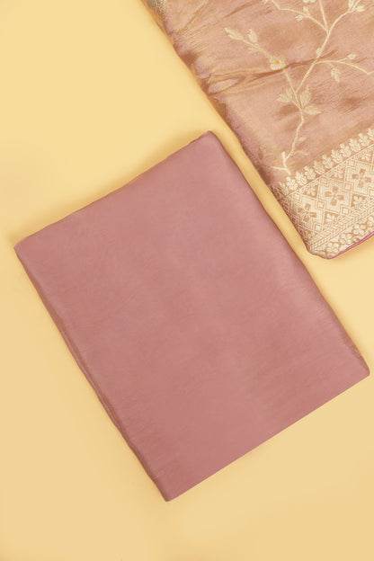 Soft Pink Tissue Silk in small buti paired with Floral and Meenakari Zari Weave on Daaman and Dupatta