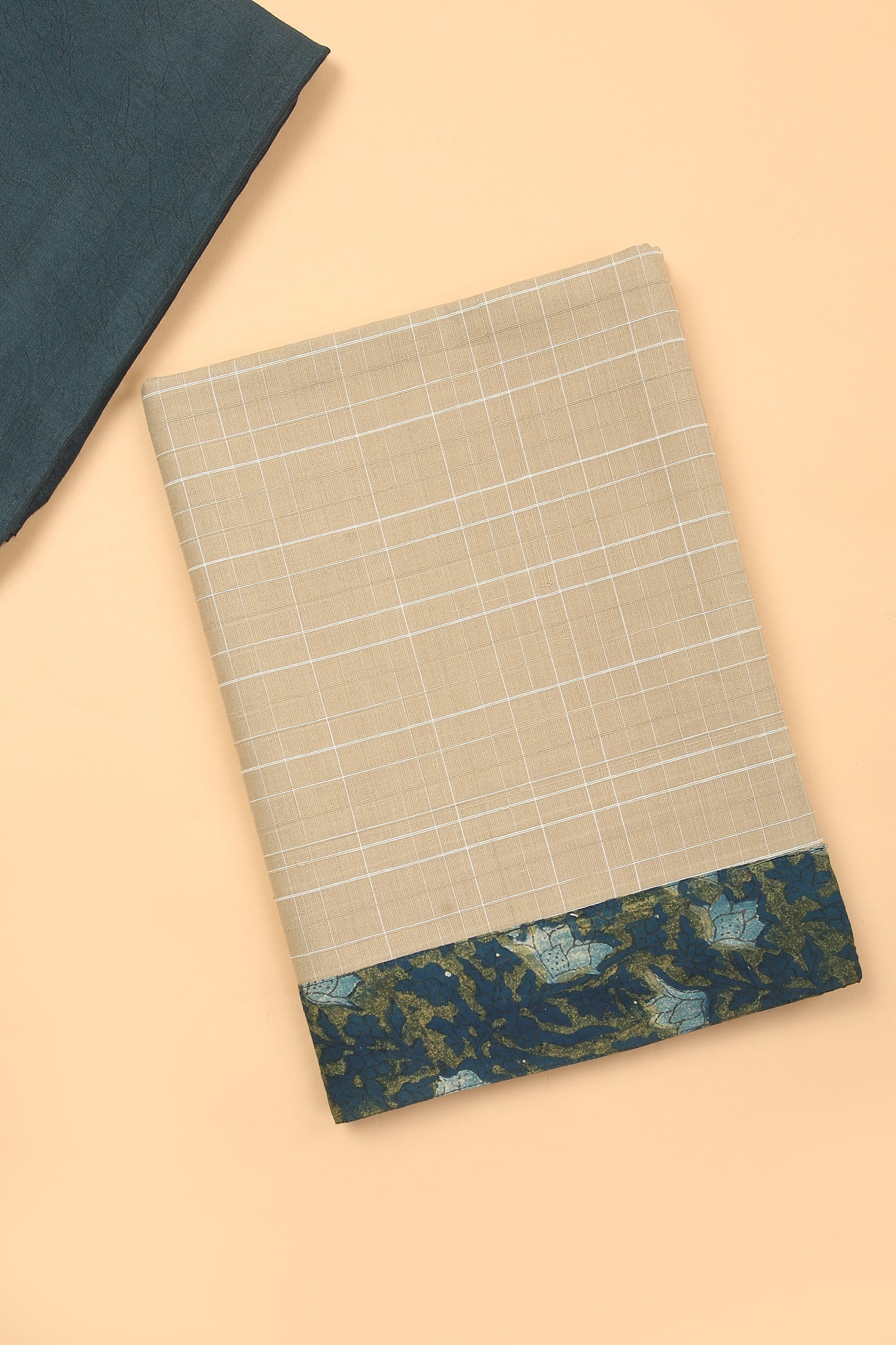 Beige Handloom Cotton in self weave fabric with Modal Cotton Dupatta