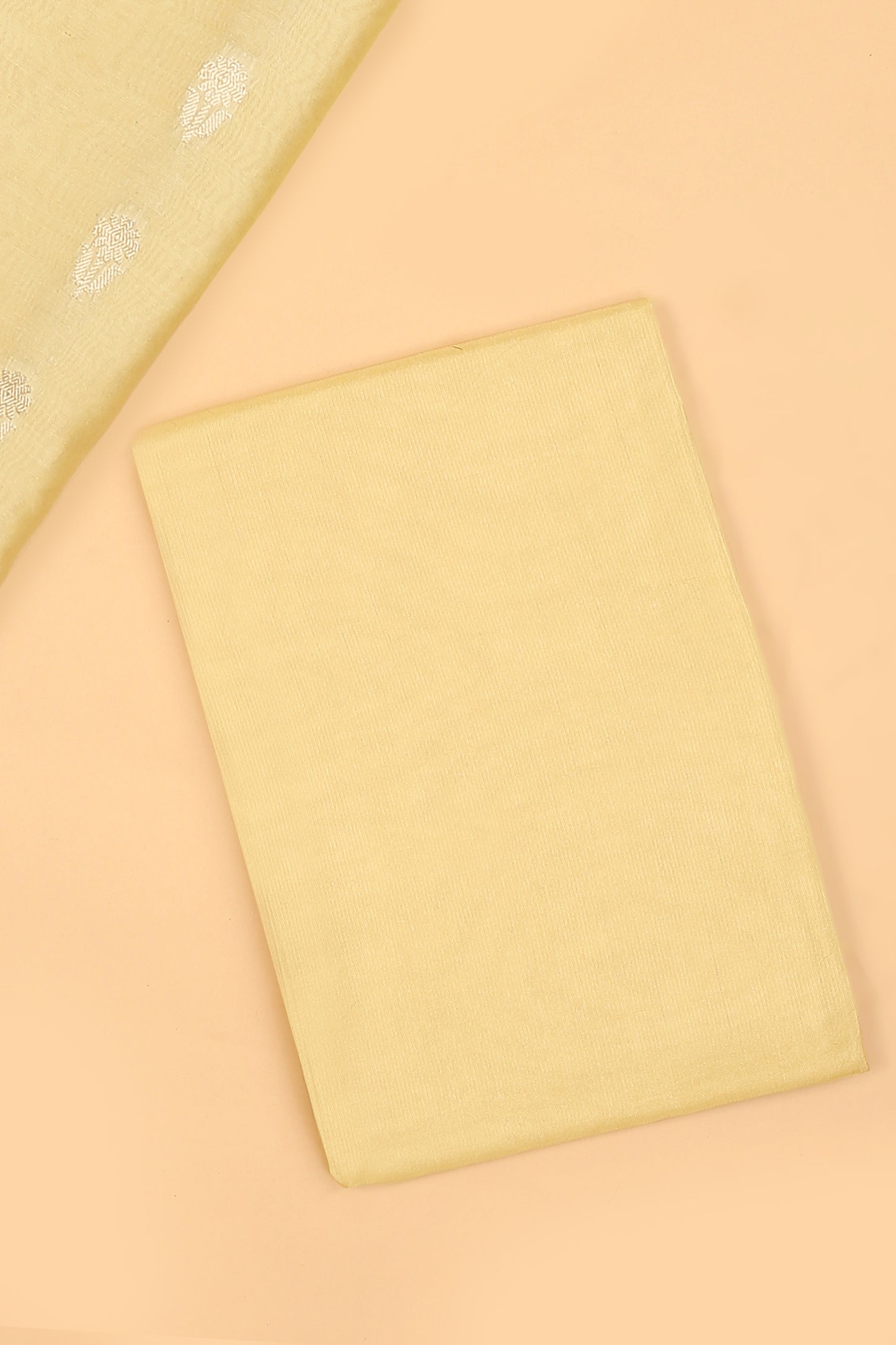 Lemon yellow Pure Chanderi Unstitched Suit in buti weaving with Pure Organza embroidered dupatta