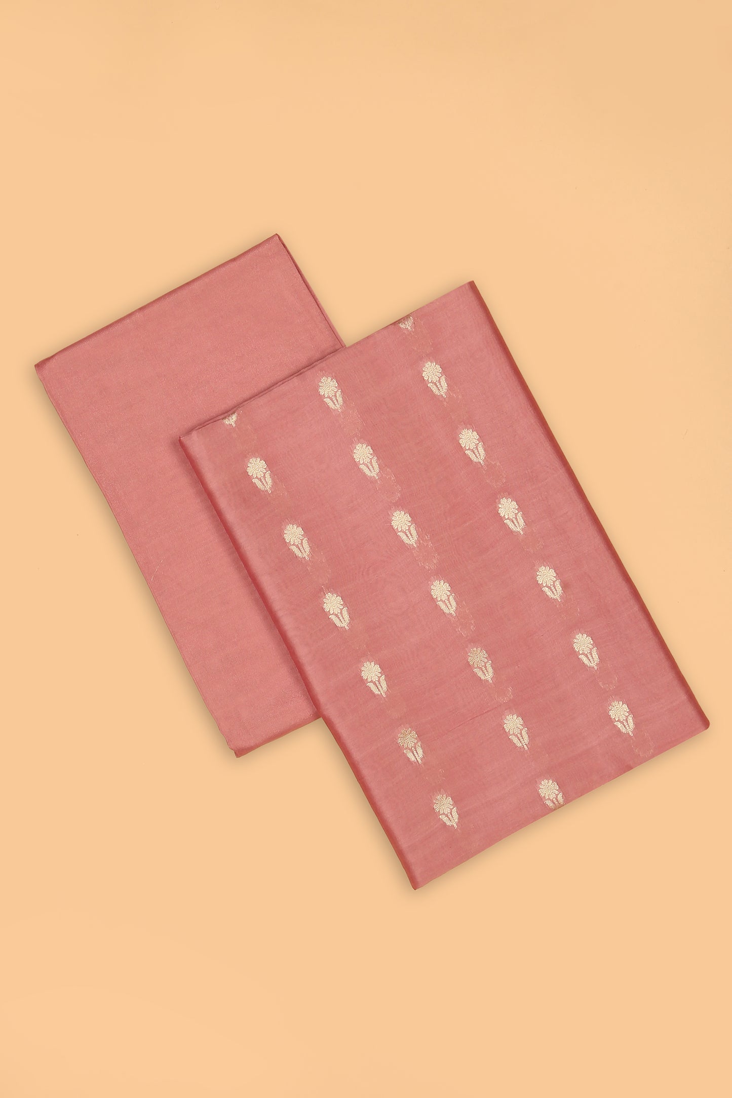 Onion Pink Pure Chanderi Unstitched Suit in buti weaving with Pure Organza embroidered dupatta