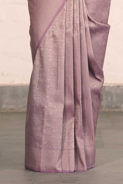 Lilac Soft Silk Saree Woven in Almond Zari within the Fabric giving smooth texture from in and out