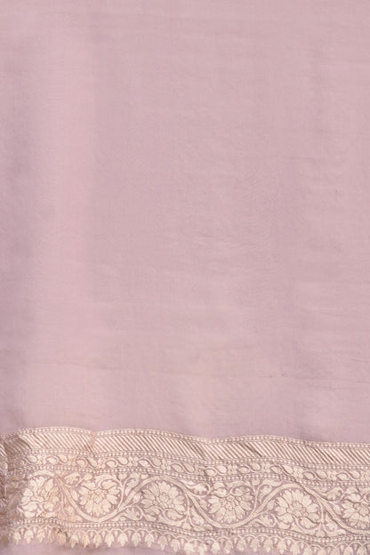 Off White Pure Khaddi Georgette Silk Saree with Contrast Rangkaat design