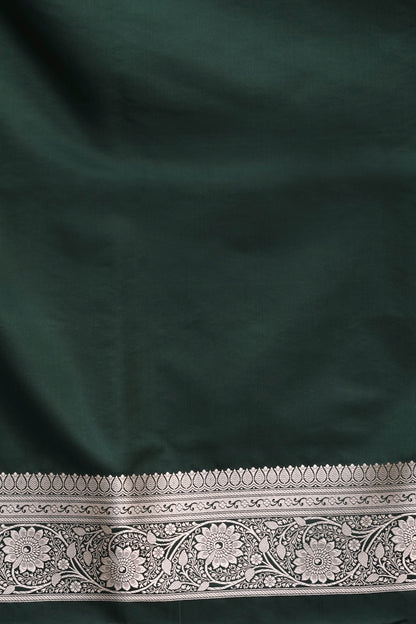 Bottle Green Mashru Silk Saree in Banarasi Jaal Weaving