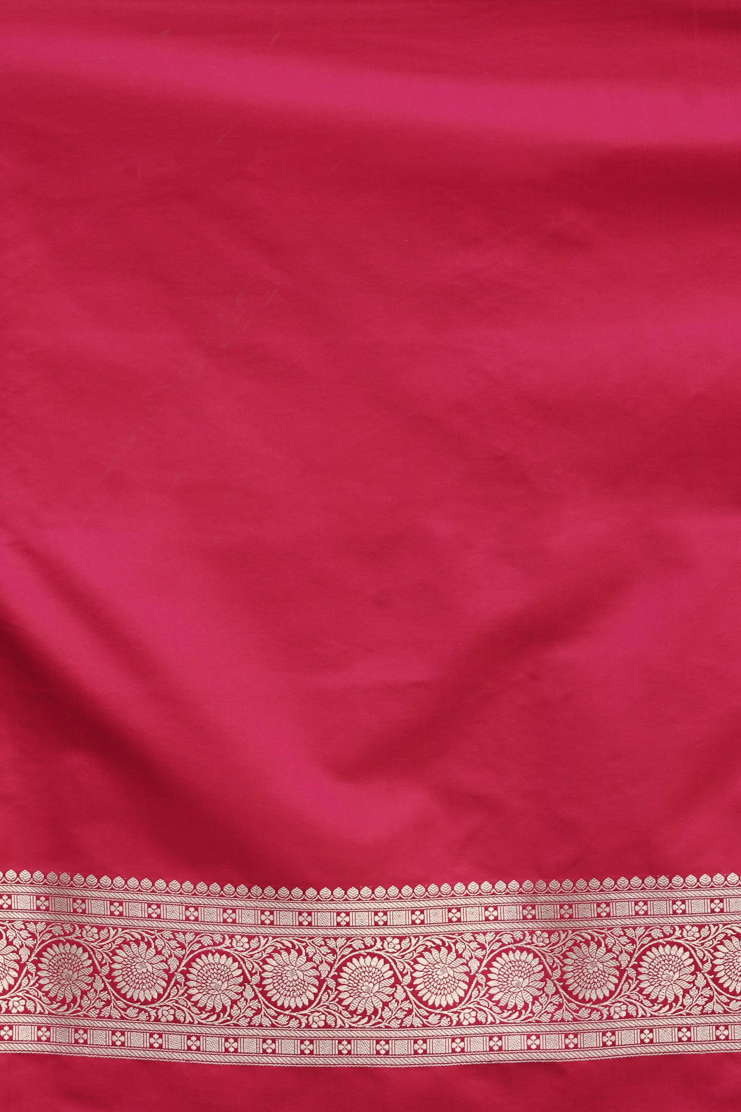 Rani pink Banarasi Mashru Silk Saree in Golden zari slim Jaal pattern