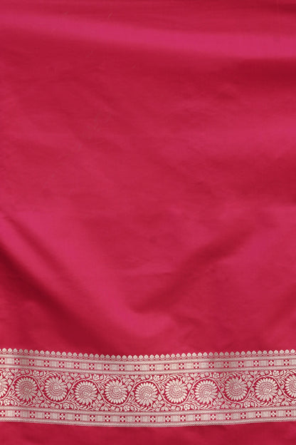 Rani pink Banarasi Mashru Silk Saree in Golden zari slim Jaal pattern