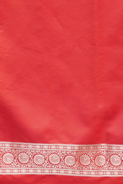 Red Banarasi Mashru Silk Saree in Golden zari slim Jaal pattern