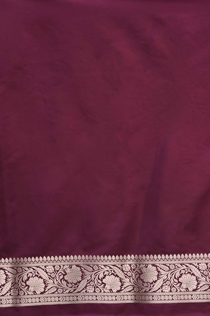 Wine Mashru Silk Saree with Traditional Buta Border Weave
