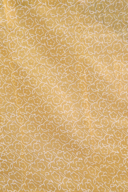 Yellow Pure chanderi Silk Saree With Block print and accessorised with tassels on pallu