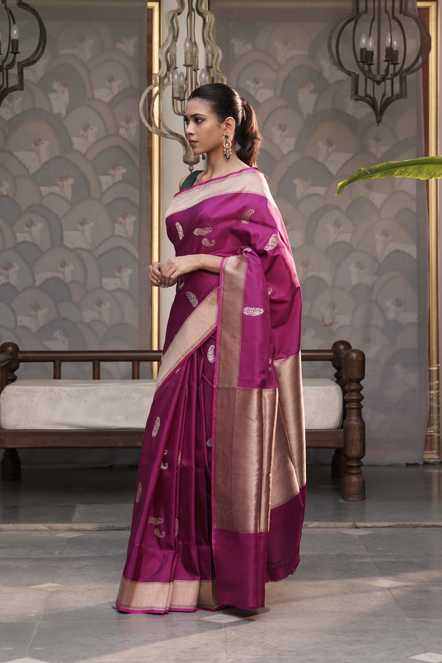 Dark Magenta Pure Banarasi Handloom Katan Silk With Kadua weaving