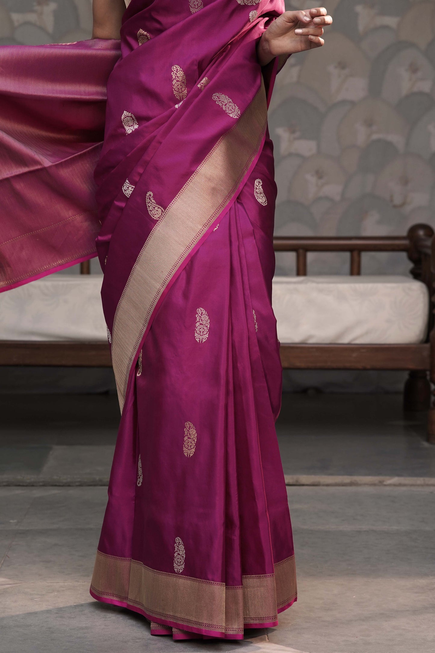 Dark Magenta Pure Banarasi Handloom Katan Silk With Kadua weaving