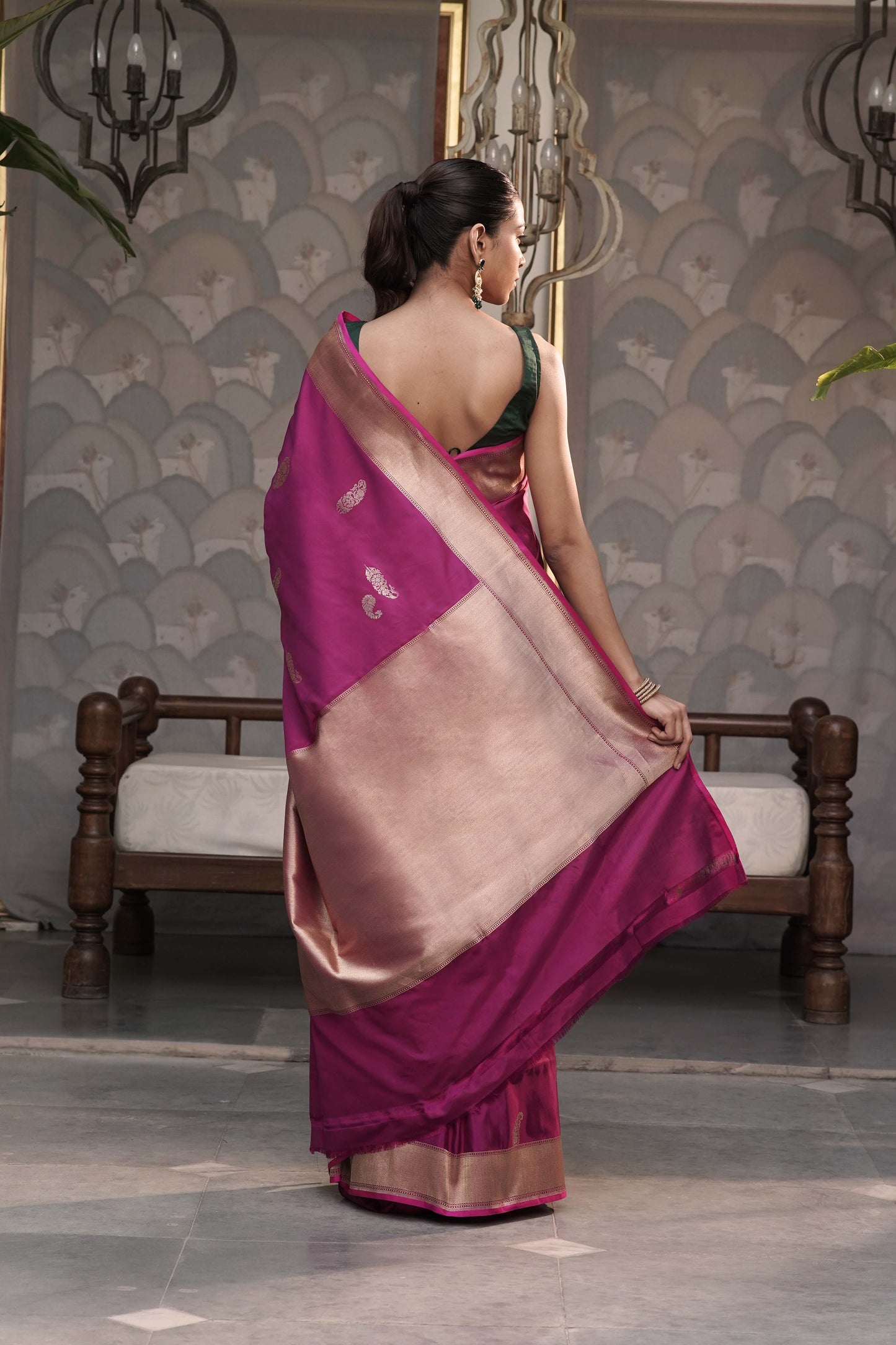 Dark Magenta Pure Banarasi Handloom Katan Silk With Kadua weaving