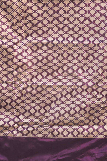 Dark Wine Pure Banarasi Handloom Katan Silk saree with Temple border Bindi buta