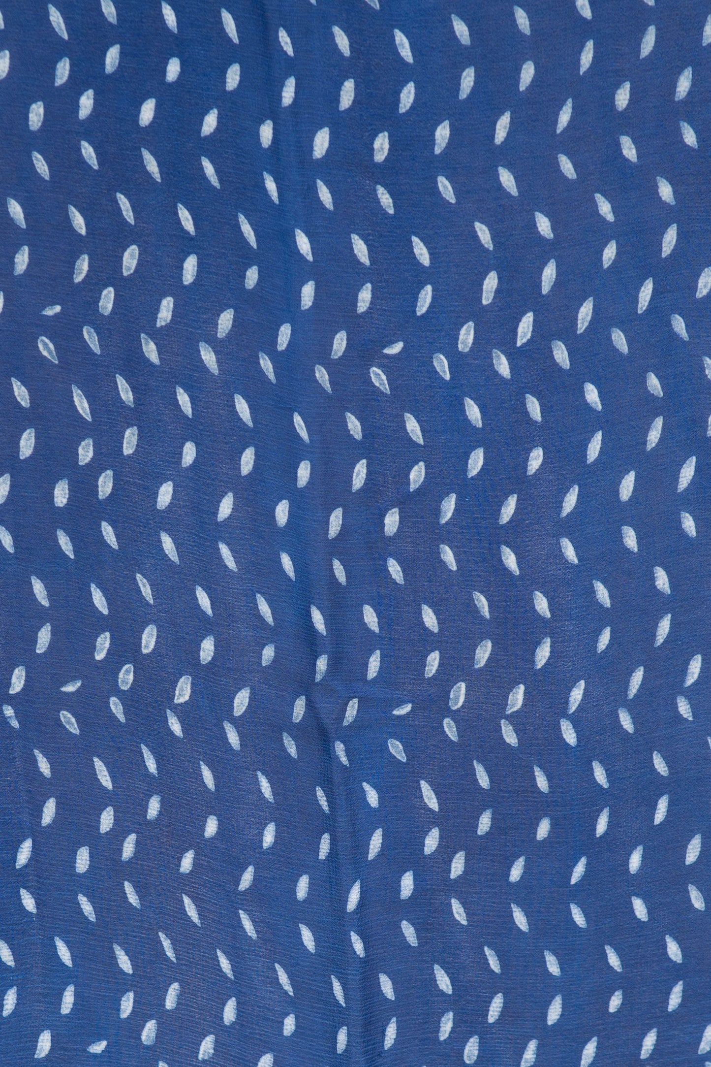 Indigo Chiffon Georgette Saree in Leheriya-inspired Zig Zag Hand block print combined with checkered pallu