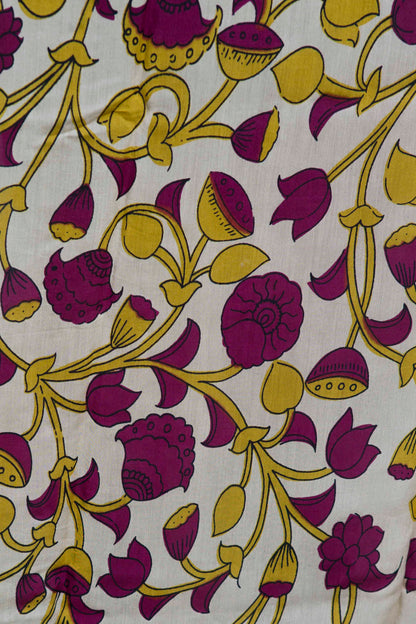 Black Kalamkari Digital print with contrast figurative story pallu and contrast off-white unstitched blouse in kalamkari print
